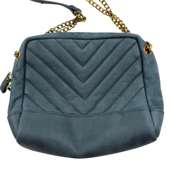 Nat + Nin Blue Rio Classic Quilted Matte Leather Crossbody Bag with Chain Strap - Picture 4 of 11